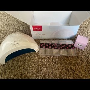 Nail set! Sunuv led/uv lamp, false nails, white dip powder